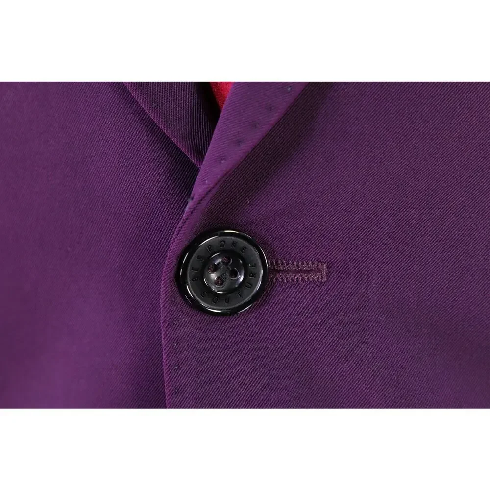 Ozwald Boateng Bespoke Couture Solid Purple 2-Btn Techno Suit 36R